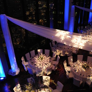 DesignLight State Room winter wedding fabric uplighting and lighting gobos