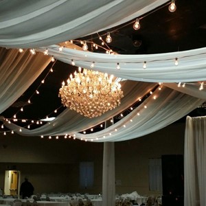 DesignLight overhead fabric and chandelier with bistro lights