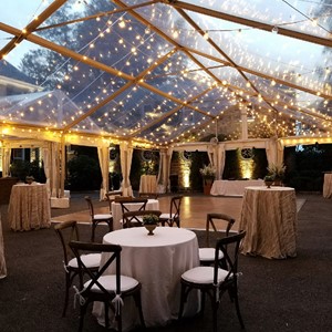 DesignLight clear tent with overhead bistro string lights